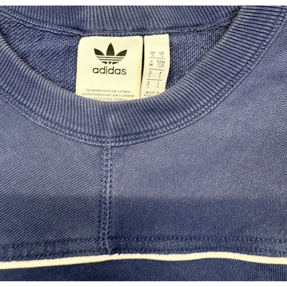 Adidas Originals Mens Blue Double Logo Piping Crewneck Sweatshirt Size S